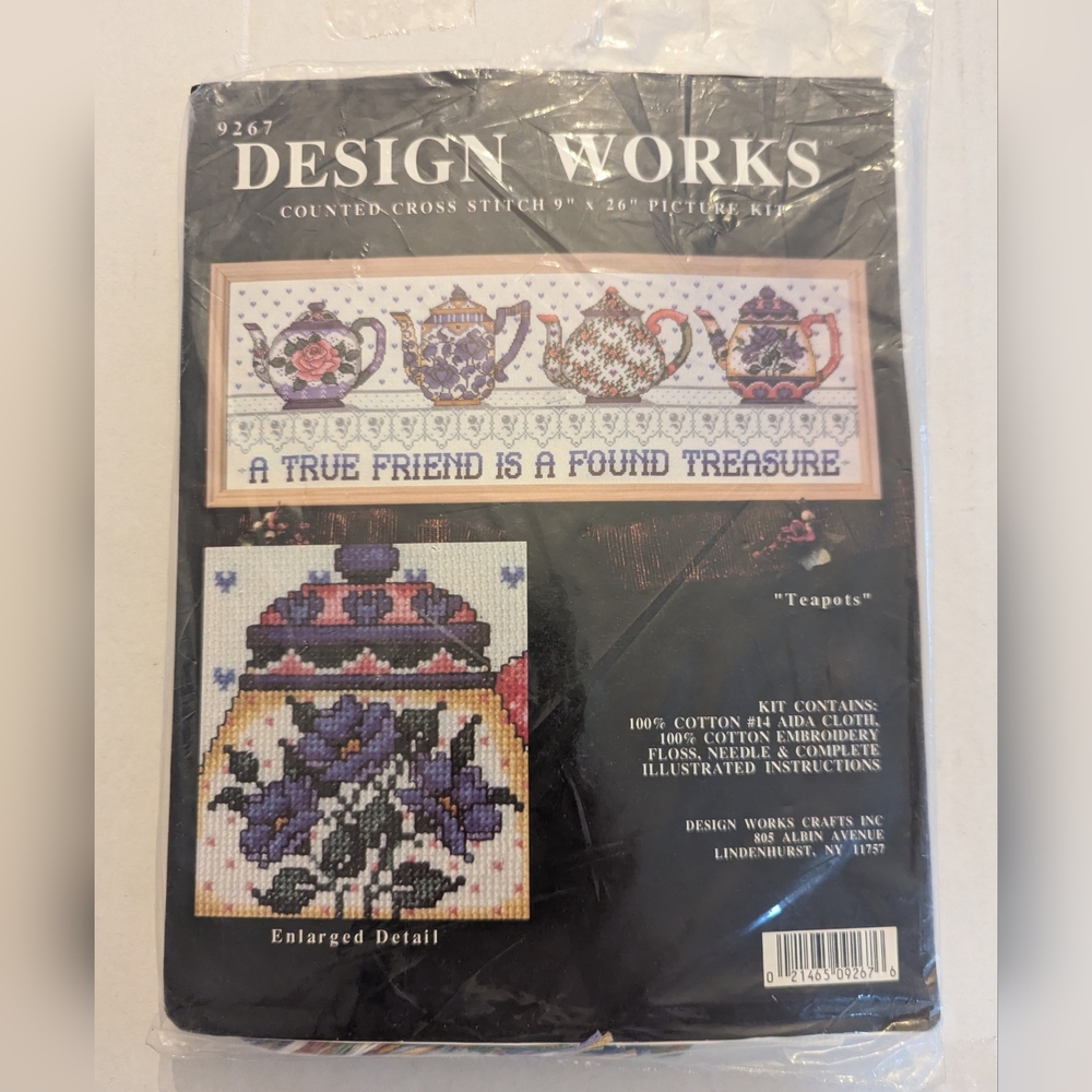 Design Works‎ Counted Cross Stitch Teapots Picture Kit 9267 New Opened 9x26